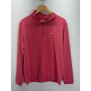 Masters Tech Mens 1/4 Zip Golf Pullover Pink size M Long Sleeve Pima Cotton